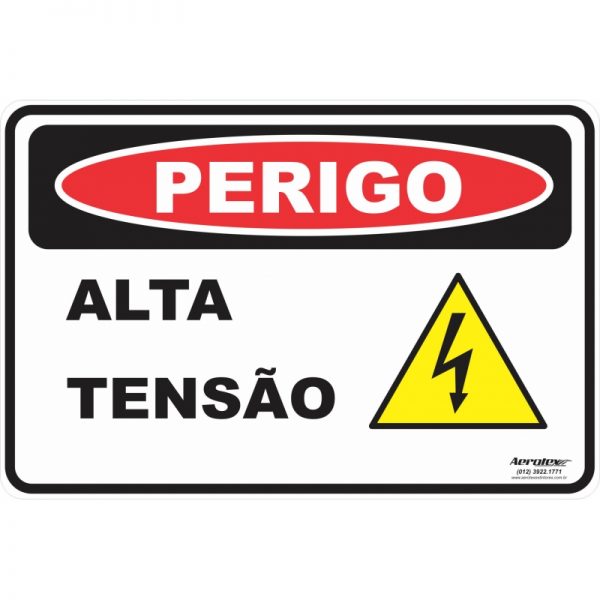 Placa Impressão Digital - Perigo Alta Tensão 14 x 19 cm - PS188