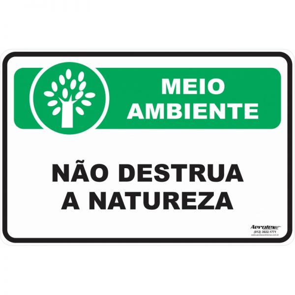 Placa Impressão Digital - Não Destrua a Natureza 14x19 cm - PS194