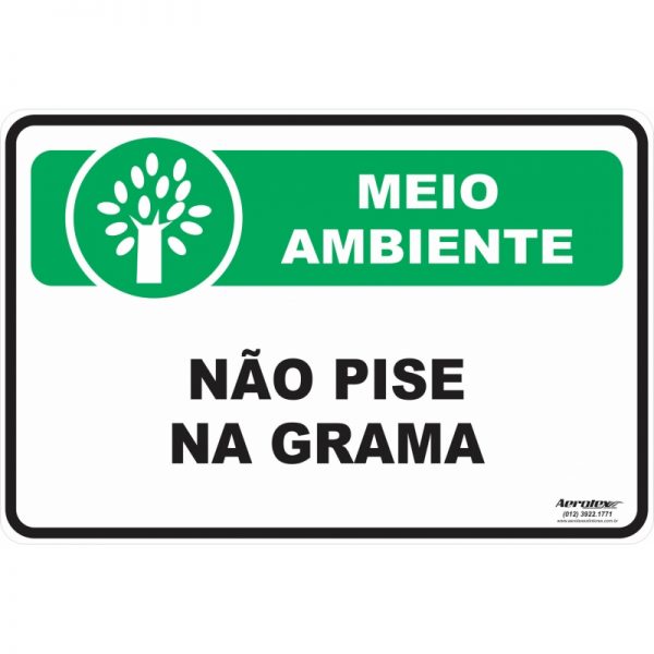 Placa Impressão Digital - Não Pise na Grama 14cmx19cm - PS197