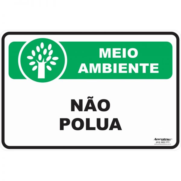 Placa Impressão Digital - Não Polua 14cm x 19cm - PS209