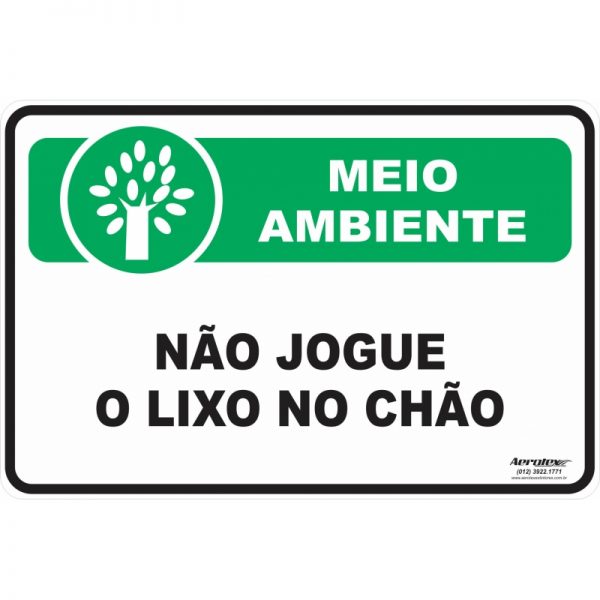 Placa Impressão Digital - Não Jogue o Lixo no Chão 14cm x 19cm - PS212