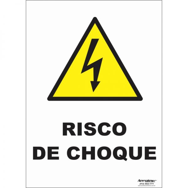 Placa de Sinalização Fotoluminescente - Risco de Choque A5 - 20cm x 20cm - PS293