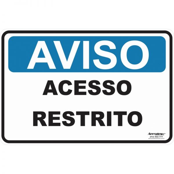 Placa Impressão Digital - Aviso Acesso Restrito 14cm x 19cm - PS239