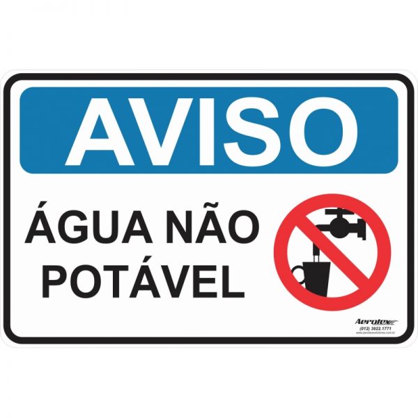 Placa Impressão Digital - Aviso Água não Potável 14cm x 19cm - PS242