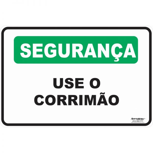 Placa Impressão Digital - Segurança Use o Corrimão 14cm x 19cm - PS260