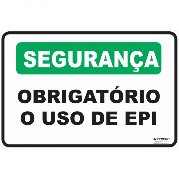 Placa Impressão Digital - Segurança Obrigatório o Uso de EPI 14cm x 19cm - PS263