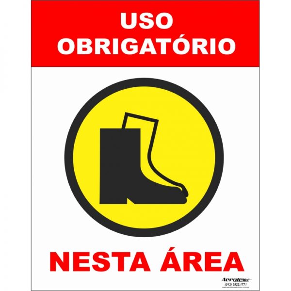 Placa Impressão Digital - Uso Obrigatório de Botas de Segurança 14cm x 19cm - PS316