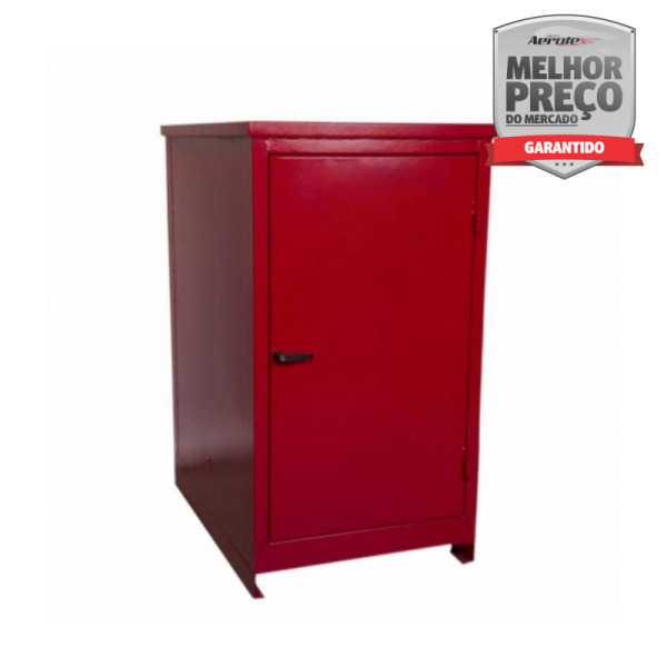 Armário Corta Fogo para 1 Tambor 200L 150cm x 80cm x 120cm 1 Porta Horizontal Vermelho Combustível Classe III