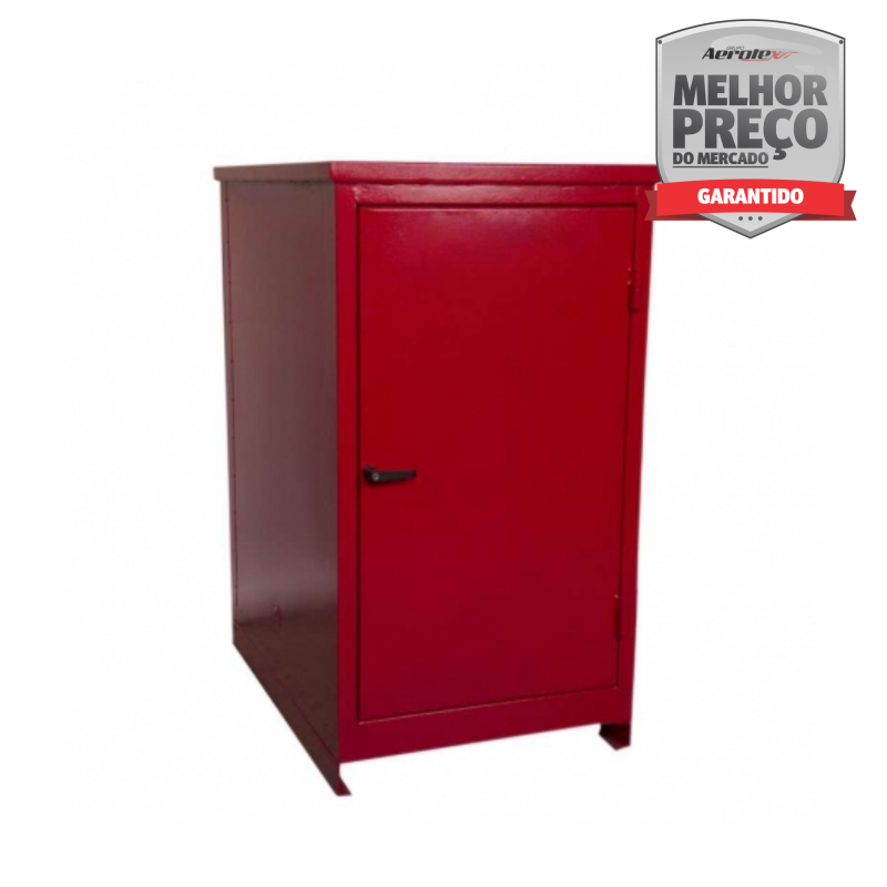 Armário Corta Fogo para 1 Tambor 200L 150cm x 80cm x 120cm 1 Porta Horizontal Vermelho Combustível Classe III