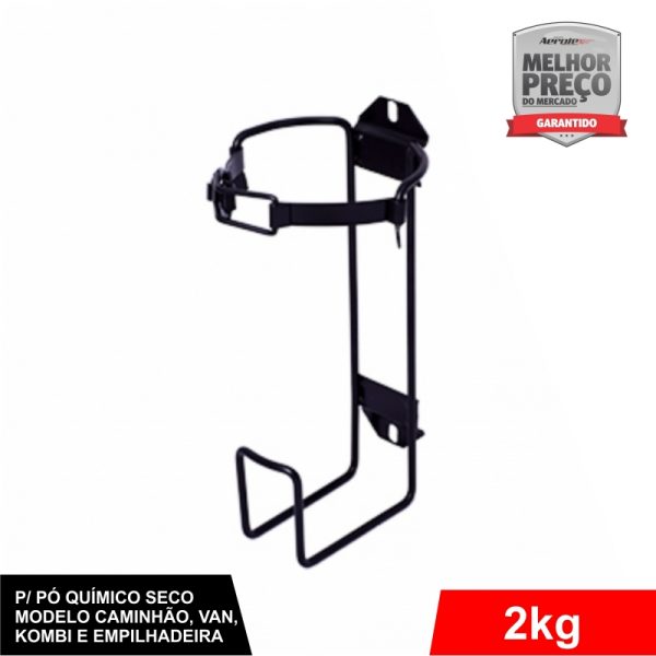 Suporte de Extintor Veicular Preto - Caminhão Kombi Van Empilhadeira - PQS 2 KG - CS011