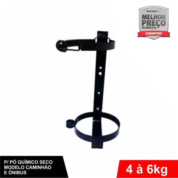 Suporte de Extintor Veicular Preto - Caminhão e Ônibus - PQS 4/6 KG - CS008