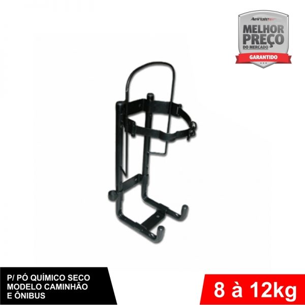 Suporte de Extintor Veicular Preto - Caminhão/Ônibus/Carreta - PQS 8/12 KG - CS019