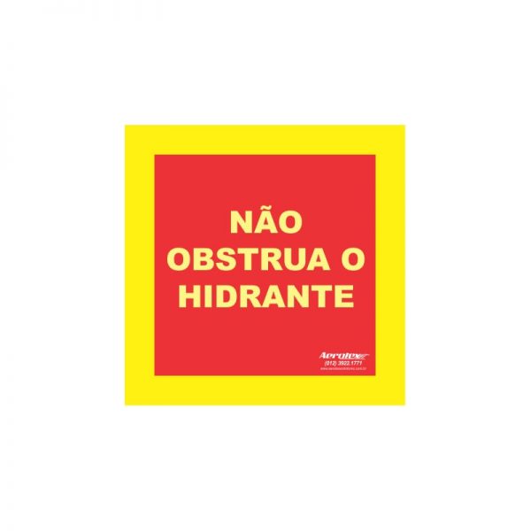 Adesivo Demarcação de Solo Hidrante ( E17 ) 100 x 100 cm - Não Obstrua o Hidrante - PS318