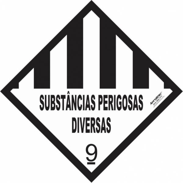 Placa Impressão Digital - Substâncias Perigosas Diversas 9 - Branca e Preta 30 x 30 cm - PS406