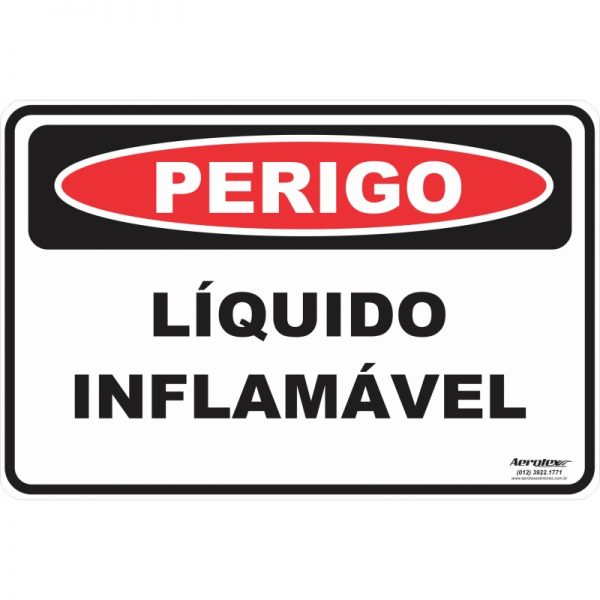 Placa Impressão Digital - Perigo Líquido Inflamável 14x19cm - PS081