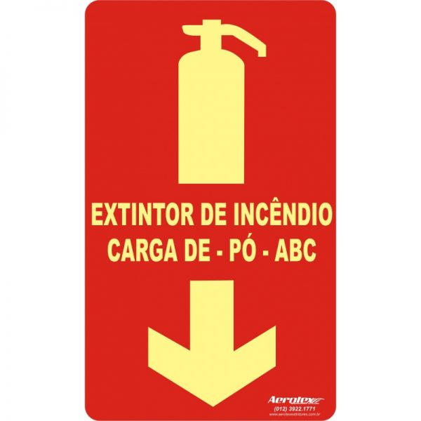 Placa Fotoluminescente Extintor Pó ABC - 25x15cm ( E5 ) - PF008