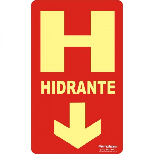 Placa Fotoluminescente Hidrante c/ Seta ( E8 ) - 25x15cm - PF013