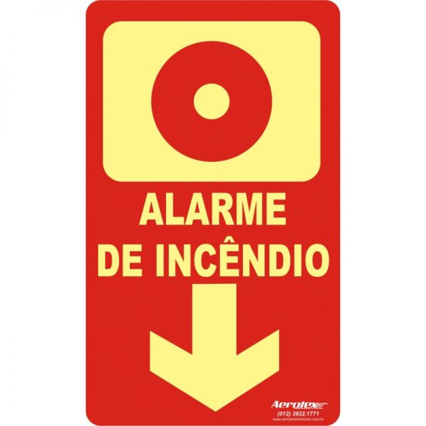 Placa Fotoluminescente Alarme c/ Seta ( E2 ) - 25x15cm - PF014