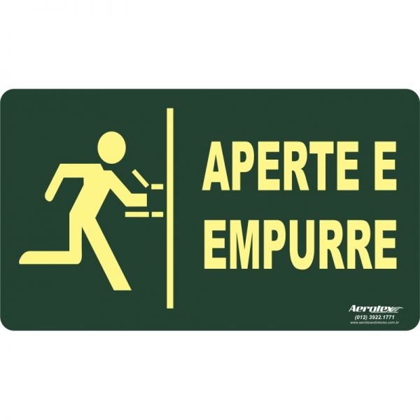 Placa Fotoluminescente Aperte Empurre ( S18 ) 15 x 25 cm - PF030