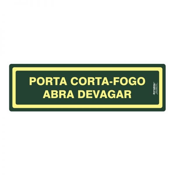 Placa Impressão Digital Porta Corta Fogo Abra Devagar 10 X 30 CM - PF078