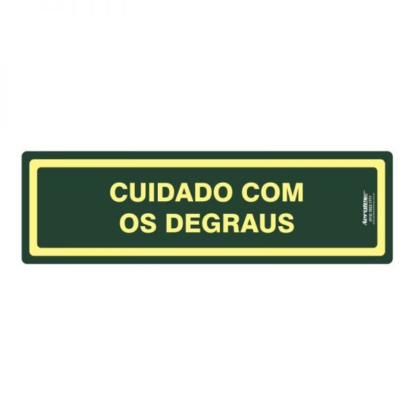 Placa Impressão Digital - Cuidado Com os Degraus 10 X 30 CM - PF081