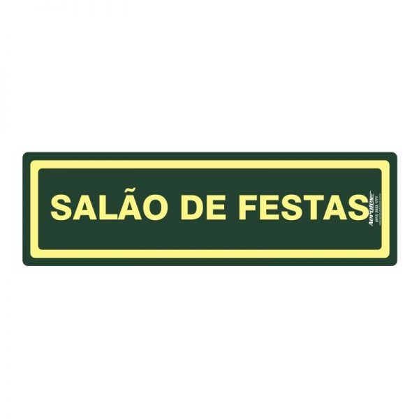 Placa Fotoluminescente Salão de Festas