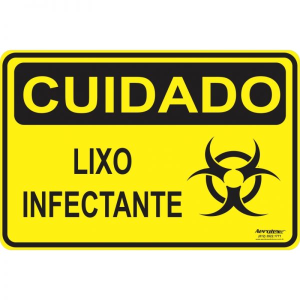 Placa Impressão Digital - Cuidado Lixo Infectante 20cm x 30cm - PF060