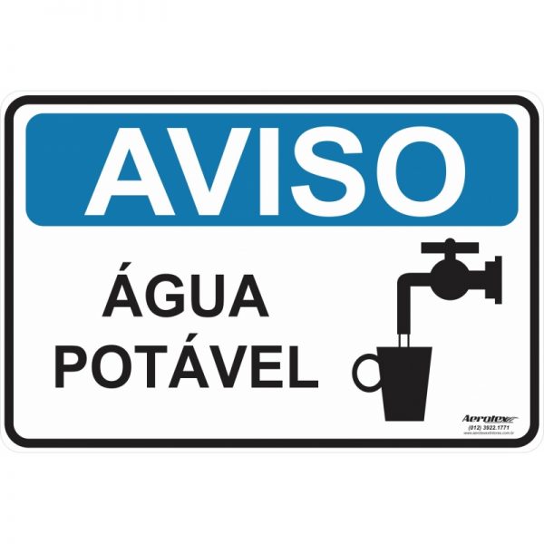 Placa Impressão Digital - Aviso Água Potável 14 x 19 cm - PF066