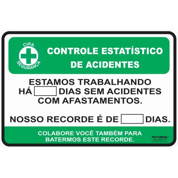 Placa Impressão Digital - Controle de Acidentes - Numeral de plástico Removível - 28X44 - PS564