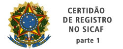 Certificado de Certidão de Registro no Sicaf