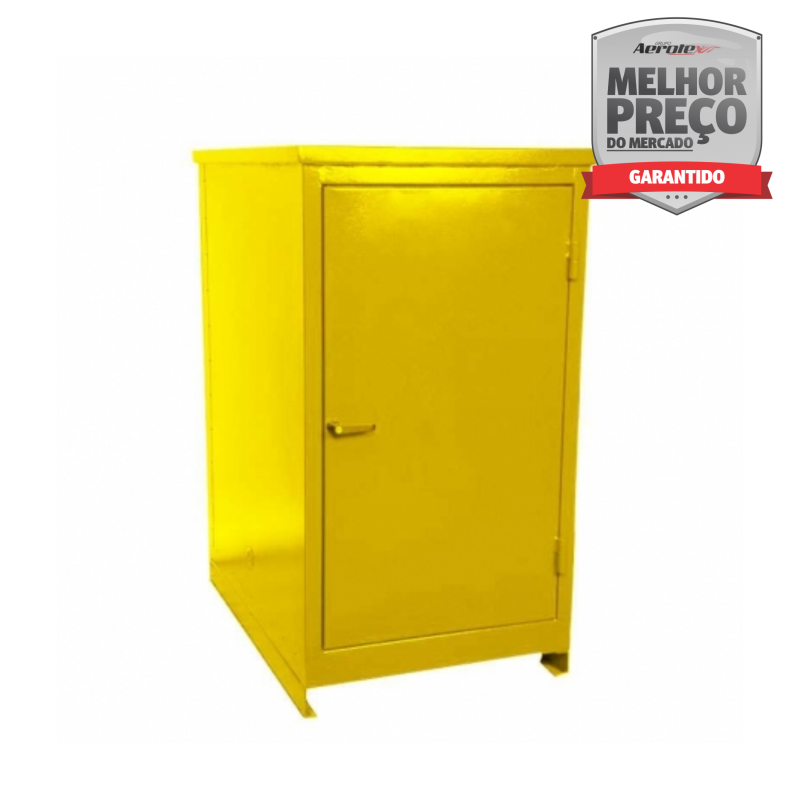 Armário Corta Fogo para 1 Tambor 200L 150cm x 80cm x 120cm 1 Porta Horizontal - Amarelo Líquidos Inflamáveis - MH1045