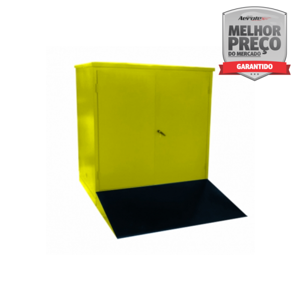 Armário Corta Fogo para 8 Tambores de 200L 190x200x230cm 2 Portas Amarelo Líquidos Inflamáveis - MH1051