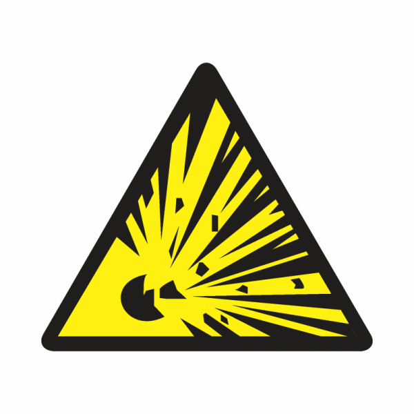 Placa de Sinalização - Risco de Alerta de Explosão 20x20cm A3 - PS876