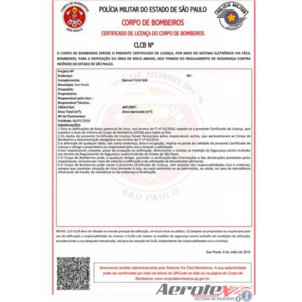 Emissão e/ou Regularização de C.L.C.B. Certificado de licença do Corpo de Bombeiros até 750m² - 60047